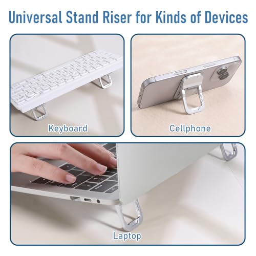 2 Pcs Portable Keyboard Riser With Dual Tilt Angle Adjustment, Foldable Laptop Stand, Mini Computer Stand for Desk, Self-Adhesive Feet for Most Keyboards (Silver) - color: Silver