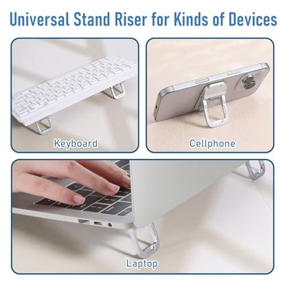 2 Pcs Portable Keyboard Riser With Dual Tilt Angle Adjustment, Foldable Laptop Stand, Mini Computer Stand for Desk, Self-Adhesive Feet for Most Keyboards (Silver) - color: Silver