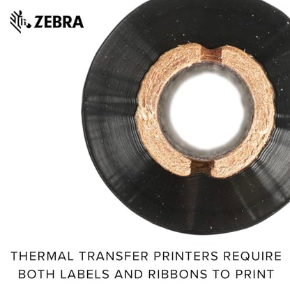 Zebra Standard Black Wax Ribbon for Thermal Transfer Desktop Printers Width 4.33 in Length 242 ft 0.5 in Core Pack of 6 Rolls Compatible with Multiple Models 10031723SP