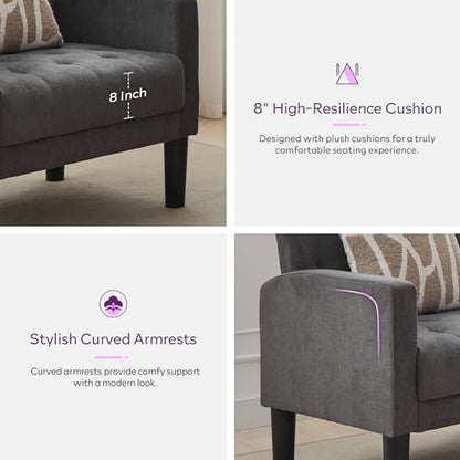 Upholstered Accent Chairs Set of 2, Tufted Armchairs for Living Room - color: Dark Grey