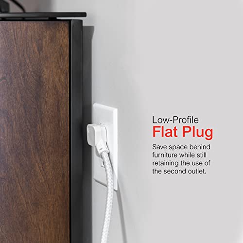 GE 3-Outlet Power Strip Surge Protector, 8 Ft Braided Extension Cord - size: 8 Ft