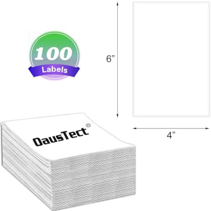 4x6 Thermal Labels, OausTect 100 FanFold Shipping Labels, White Perforated Printer Labels Stickers Compatible with Zebra, Rollo, Thermal Printer, Permanent Strong Adhesive, Business Grade - size: 100 Labels