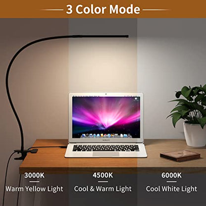 iZELL LED Desk Lamp for Home Office with Clamp [77 LEDs Light 3 Color Modes & 10 Brightness Levels] Flexible Gooseneck Book Lights, Easy Clip on Reading Headboard - style: 1 LED Lamp