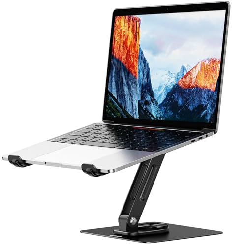BESIGN LS12 Laptop Stand with 360° Rotating Base, Ergonomic Adjustable Notebook Holder, Computer Riser Stand Compatible with Air, Pro, Dell, HP, Lenovo More 10-14" Laptops (Black)