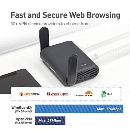 GL.iNet GL-A1300 Pocket VPN Travel Router - Portable Wi-Fi Router for Travel, Easy to Set up, Connect to Public & Hotel Wi-Fi login Page | Built-in VPN client and server for 30+ providers, AdGuard Home ready for ad blocking, repeater mode for hotel and RV