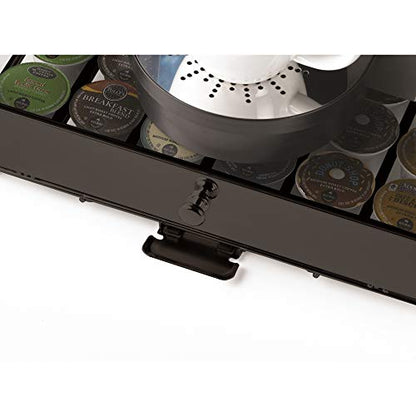 Nifty Rolling Coffee Pod Drawer – Tempered Glass, Black, Compatible with K-Cups, 36 Pod Pack Holder, Compact Under Coffee Pot Storage Drawer, Slim Home Kitchen Counter Organizer