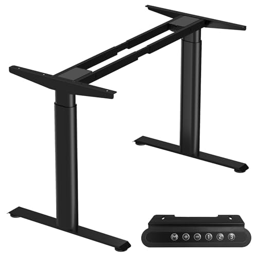 Dual Motor Standing Desk Frame with Oval Legs, Electric Sit Stand Desk Base for up to 70.8"x31.5" Table Tops, Sturdy Adjustable Height Legs for Home Office Workstation (Black) - color: Black