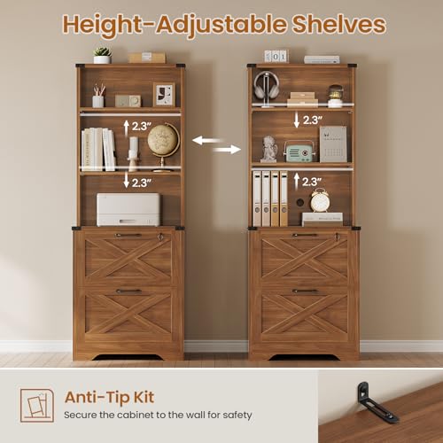 SEDETA 2 Drawer File Cabinet with Lock fits Legal/Letter/A4 Size - color: Brown, size: 2 Drawers