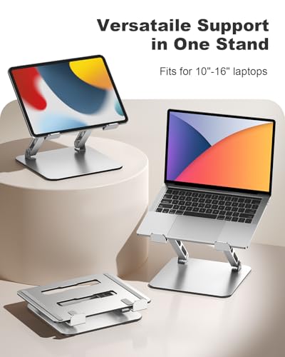 RIWUCT Laptop Stand for Desk Adjustable Height, Ergonomic Laptop Riser