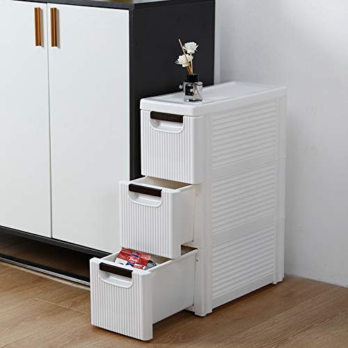 3-Drawer Rolling Cart Organizer Unit with Wheels Narrow Slim Container Storage Cabinet for Bathroom Bedroom Bookshelf Closet Organizers Book Shelf Bookcase