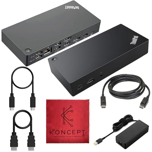 40AS0090US Lenovo Thinkpad Docking Station USB-C Gen 2-1 Year Warranty - Thinkpad Thunderbolt 3 Dock, HDMI, DisplayPort & USB C Cable - Universal Docking Station (Renewed) | Universal Docking Station DisplayPort Dual Video Output