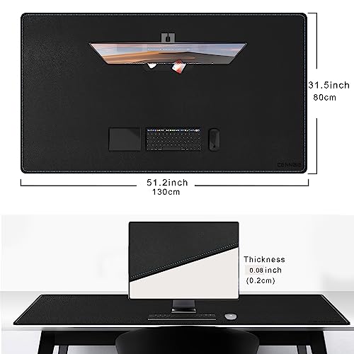 CENNBIE Leather Desk Pad, 51.2" x 31.4" Extra Large Leather Desk Mat Blotter Protector, Non-Slip Mouse Pad, Waterproof PU Leather Desk Mat on top of desks Large for Office and Home (Black) - color: Black, size: 31.4" x 51.2"