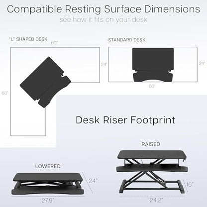 VIVO 28 inch Desk Converter, K Series, Height Adjustable Sit to Stand Riser, Dual Monitor and Laptop Workstation with Keyboard Tray, White, DESK-V028KW | Height Adjustable, Stand Up Desk Riser, Wide Keyboard Tray, Dual Monitor and Laptop Workstation, Whit