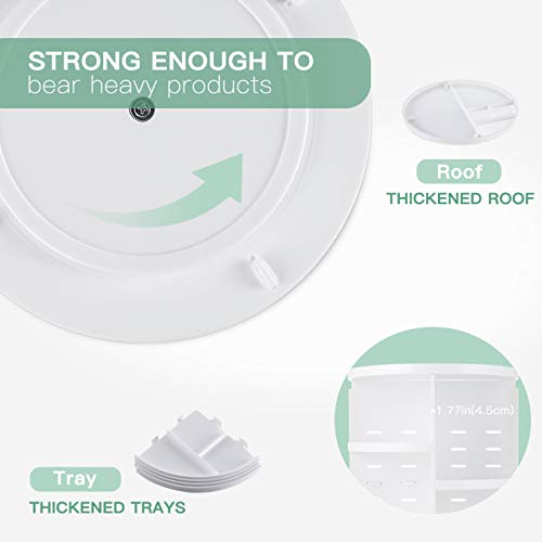 seinlife 360 Rotating Makeup Organizer,DIY Adjustable Spinning Holder,Foldable Cosmetic Storage Display box,Large Capacity Make up Caddy Shelf,Fits Countertop Vanity and Bathroom (WHITE) - color: WHITE