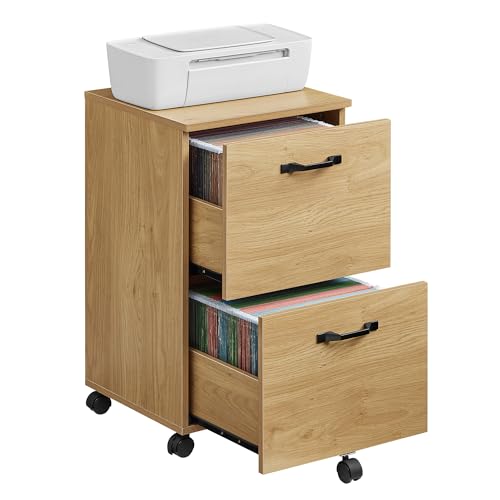 VASAGLE 2-Drawer File Cabinet, Small Rolling Filing Cabinet - color: Straw Yellow, style: Classic