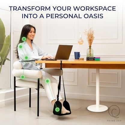 Ergonomic Foot Hammock & Arm Rest for Desk - Memory Foam Footrest Under Desk with Adjustable Elbow Support for Office Work & Gaming | Comfort Set for Everyday Relief