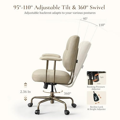 EUREKA ERGONOMIC Becky Suede Mid-Century Office Chair, Off-White - color: Off-white, size: Mid-Back