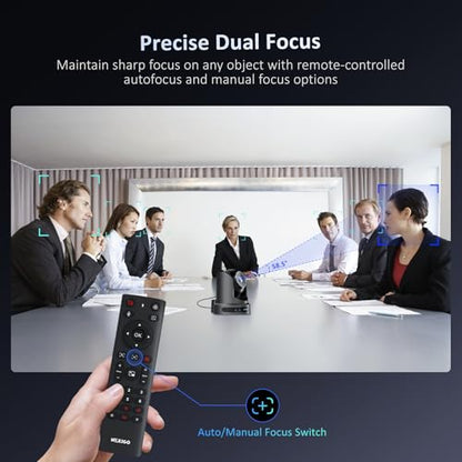 NexiGo Conference Room PTZ Camera System with 10X Optical Zoom, Remote Control, USB Output & Autofocus for Live Streaming, Meetings, Church Services, Education, for OBS/Zoom/Skype | Easy Setup - color: SilverBlack