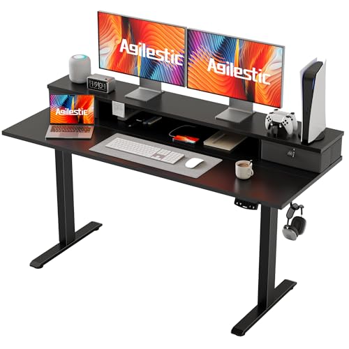 Agilestic 55 * 24 Inch Electric Standing Desk with Drawers, Black - color: Black, size: 55 x 24 Inches with 2 drawers