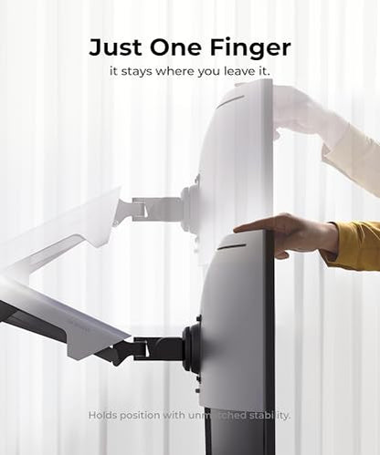 Modernsolid Heavy Duty Monitor Arm for 34-49 Inch Ultrawide Curved Screens | 14-38 lb Support,Gas Spring Full Motion,Cable Management,VESA 75x75/100x100,Red Dot Award-Winning Design,White - color: White