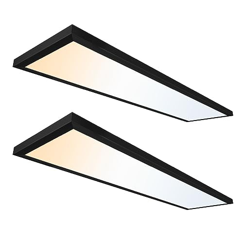 UltraLux 1x4 Surface Mount LED Panel TRIAC Dimmable 3CCT Matte Black 2Pk | 3000 lumens, 120-degree beam, CRI>80, aluminum build, damp-rated, fits junction boxes, over 50,000 hours, 5-year warranty - color: Matte Black, size: 1X4 (2 Pack)