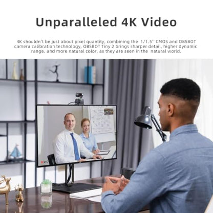 OBSBOT Tiny 2 4K PTZ Webcam 1/1.5" CMOS 50MP, W Mini Tripod - style: Tiny 2 +Table Mini Tripod