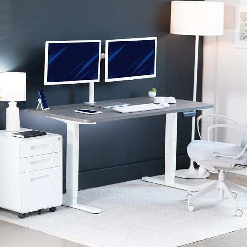 VIVO Dark Gray 60 x 24 in Standing Desk, DESK-KIT-2W6G - color: Dark Gray Top / White Frame, size: 60 x 24
