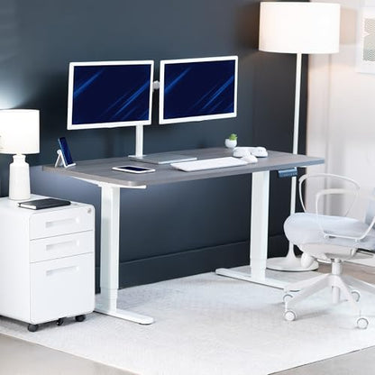 VIVO Dark Gray 60 x 24 in Standing Desk, DESK-KIT-2W6G - color: Dark Gray Top / White Frame, size: 60 x 24