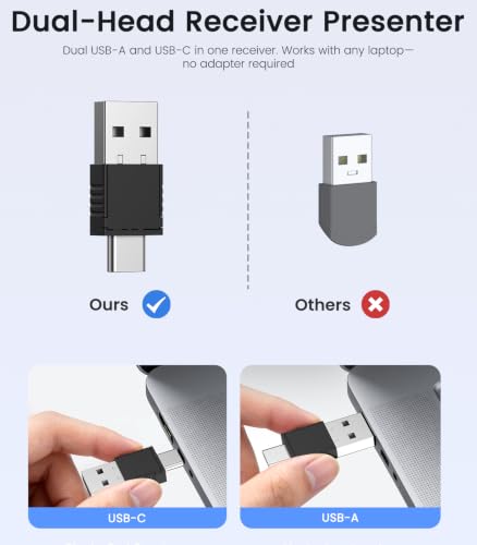 Green Light Presentation Clicker for Teachers – USB-C Rechargeable Wireless Presenter for PowerPoint/Keynote/Google Slides, Plug & Play Remote for Mac/Windows/Laptop - size: Green+Rechargeable