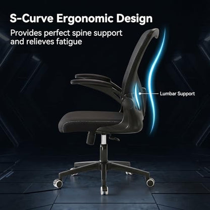 Ergonomic Office Desk Chair, 90°-125° Tilt Back Home Desk Chair with 360° Swivel & Mute Wheels, High Back Mesh Computer Chair for Adults with Lumbar Support, 330 LBS Capacity (01Black) - color: 01black
