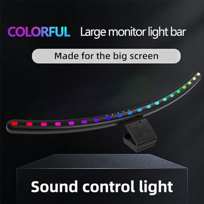 2 in 1 RGB Monitor Light Bar, Curved Computer Monitor Lamp Bar with Dual Light Source, Voice - Activated Musical Rhythm & Eye - Caring Dimmable Backlight for Office