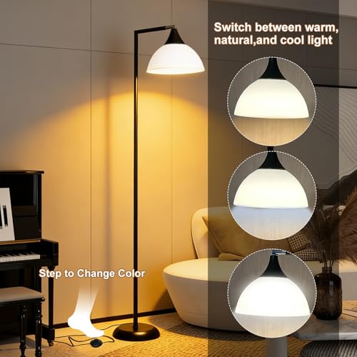 Torchiere Floor Lamp, 76" Tall Light Stand Lamp Dimmable with Remote, Black - color: Black