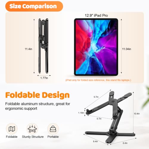 MOALLIA N86 360 Rotating Laptop Stand for Desk with Locking Knobs, Black - color: Black