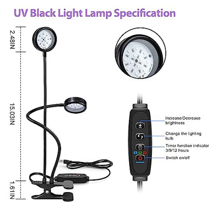 10W USB UV Black Light Dual-Head, 395nm-405nm Lamp for Resin Curing - size: 2 Heads