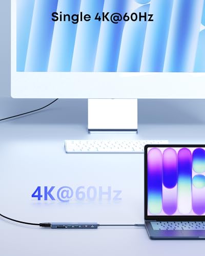 7-in-1 USB C Hub with 4K@60Hz HDMI, 2 USB-A, 1 USB-C, 100W PD Charging, SD 3.0 /TF 3.0 Card Reader, Compatible with MacBook Pro/Air/Neo, iPad Pro, iMac, iPhone 15-17 (Indigo) - color: Indigo