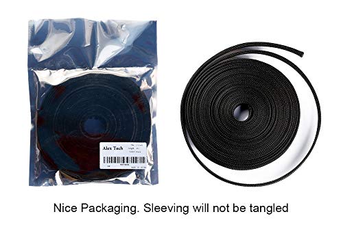25ft - 1/4 inch PET Expandable Braided Sleeving – Black – Alex Tech Braided Cable Sleeve - color: Black, size: 1/4"-25ft