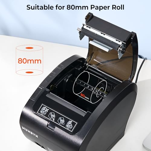 MUNBYN Bluetooth Thermal Receipt Printer 80mm White USB Serial Ethernet | Compatible with Android Windows PC and iOS, does not Support PayPal DoorDash Grubhub, P047 POS Printer for Business Black - color: Black