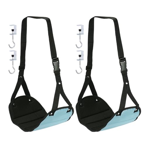 PATIKIL Airplane Footrest,2 Pack Adjustable Foot Hammock w/Hooks,Pale Blue - color: Pale Blue