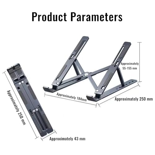 Desktop Laptop Stand, iPad Stand, Aluminum Alloy, Portable Foldable, 7 Level Adjustable, Ergonomic, Suitable for Laptops Up to 18 Inches, Easily Put it in Bag and use it Anywhere (1, Grey) - color: Grey
