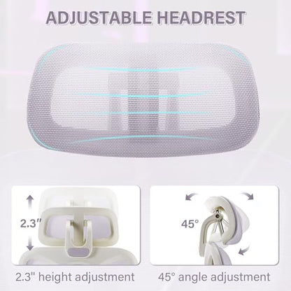 Ergonomic Office Chair with Retractable Footrest, Purple | High Back Design, Dynamic Lumbar Support, 2D Headrest & 2D Armrests, Breathable Mesh Back for Home Office - color: Purple