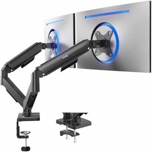 VIVO Dual Monitor Stand, Fully Adjustable Arms for 17 to 32 inch Screens, Mechanical Articulating Desk Mount, Gaming and Office Setups, VESA 75x75, 100x100, Max 19.8 lbs, Classic, Black, STAND-V002O - color: Black, size: Dual Mount
