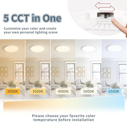 4 Pack 8.6 Inch LED Flush Mount Ceiling Light, ETL,18W, 1822LM, 3000K/3500K/4000K/5000K/6500K CCT Selectable, 0.66in Ultra Thin Round Flat Panel Ceiling Light Fixture for Bedroom, Kitchen(White) - color: White, size: 8.6"-4pack