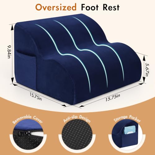 Foot Rest Under Desk,Ergonomic Foot Rest Office Comfort Foot Stool at Work - color: Blue