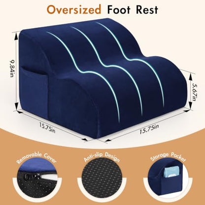 Foot Rest Under Desk,Ergonomic Foot Rest Office Comfort Foot Stool at Work - color: Blue