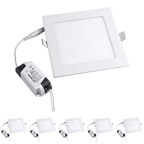 5 Pack 12W LED Panel Light Lamp, Square LED Recessed Downlight Panel Ceiling Lighting with LED Driver, AC85-265V, Hole Size 153MM (12W, Warm White) - color: Warm White, size: 12w