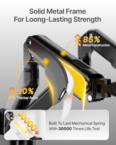 monTEK Dual Monitor Wall Mount, Wobble-Free Spring, 17–32" Full Motion | Dual Wall Mount Frees Full Desktop Space, Zero Clearance Retracts To 3.8", Wobble-Free Spring, Supports 20 Lbs Per Arm - size: Dual Arms
