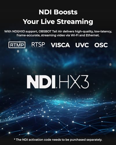 OBSBOT Tail Air NDI Streaming Camera 4K, AI Tracking PTZ Camera | Intelligent APP, Gesture Control, HDMI/USB-C/Wireless Webcam, Live Streaming Cameras (Tail Air (NDI Activated)) - size: Tail Air (NDI Activated)