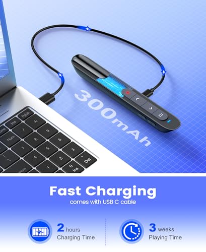 Presentation Clicker Rechargeable Compatible with Bluetooth and RF 2.4GHz Red Light, Wireless Presenter Remote Control for Powerpoint Presentations Slide Clicker for Mac Computer - color: Red-BT & RF Model
