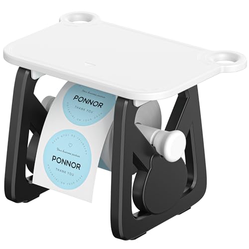 PONNOR Label Holder for Rolls and Fanfold Labels, Thermal Sticker Holder for Desktop Printer, Fragile Stickers for Shipping, Label Stand Accessory Supplies for Home, DIY, Office, Small Business(Black) - color: Black