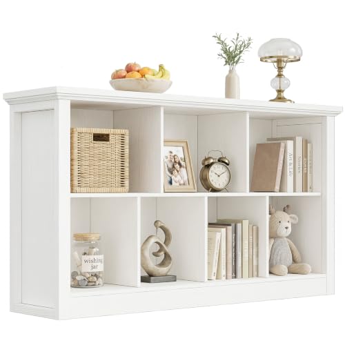 Unikito Cube Storage Organizer, Open Cube Bookshelf with Base, Warm White - color: Warm White, size: 7 Cube (47.2"W x 26"H)